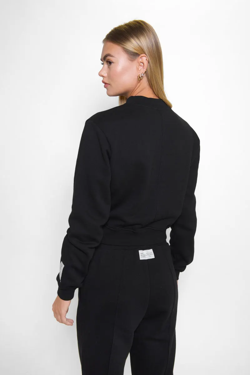 Black Relaxed Cropped Sweatshirt