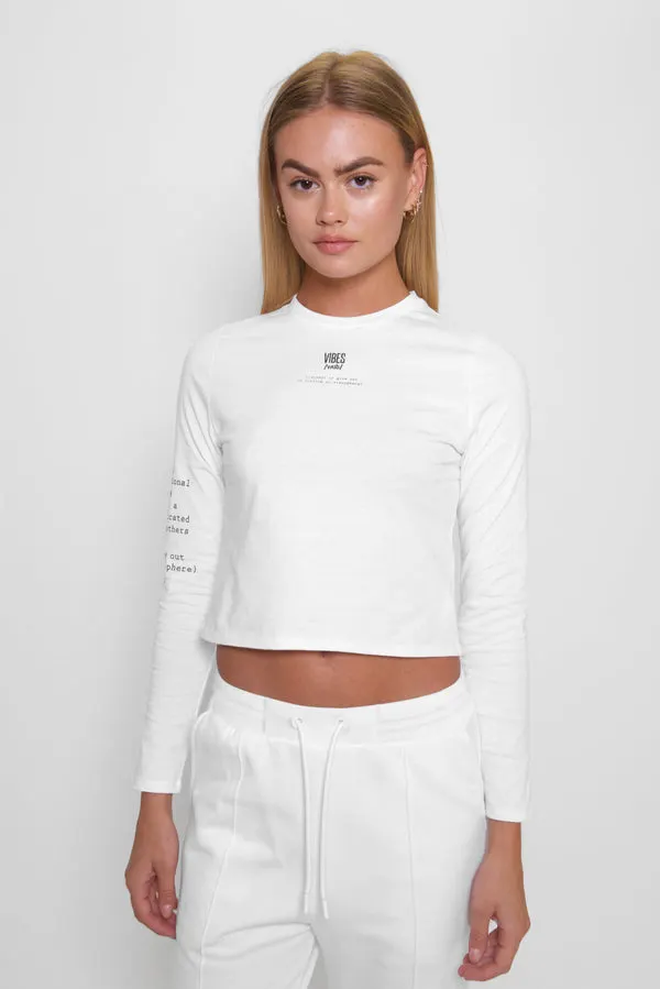 White 'Definition' Long Sleeve Tee