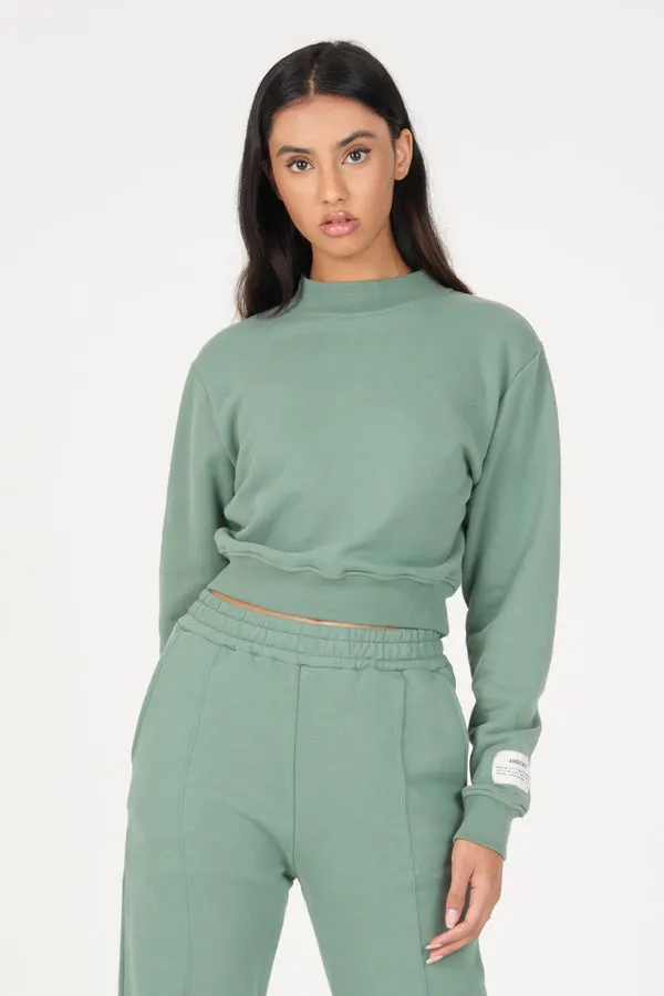 Forest Green Cropped Sweatshirt