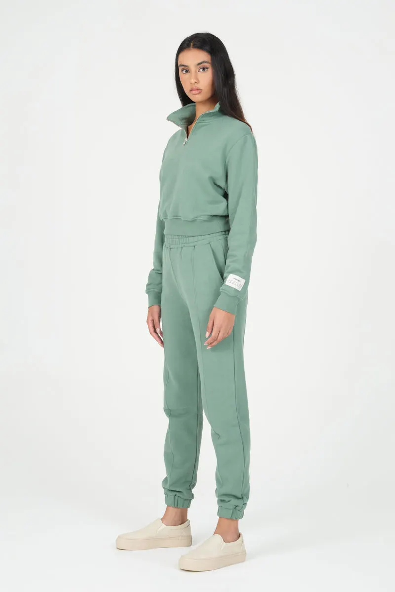 Forest Green Organic Quarter Zip Sweatshirt
