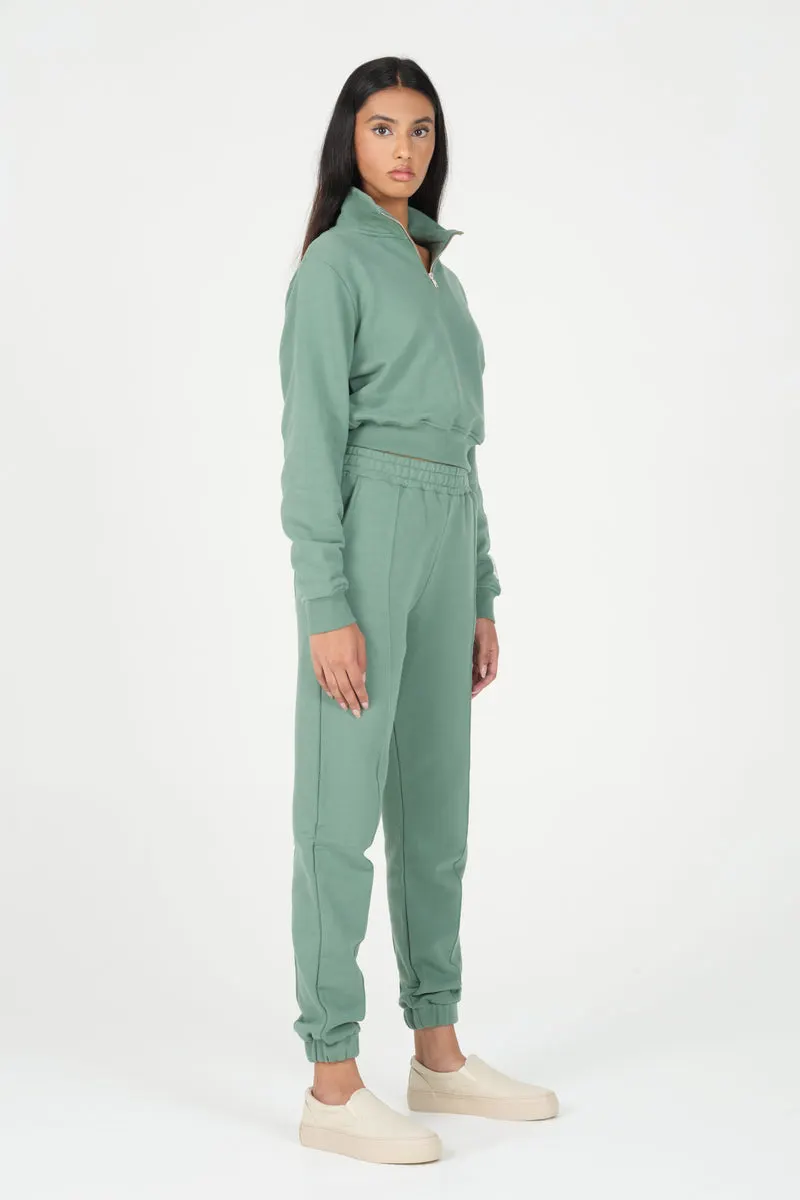 Forest Green Organic Quarter Zip Sweatshirt