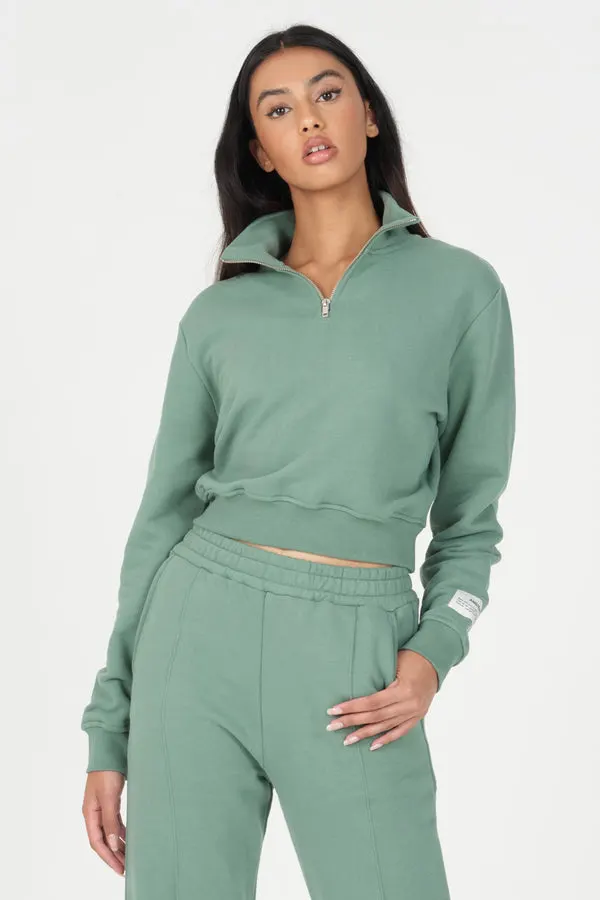 Forest Green Organic Quarter Zip Sweatshirt