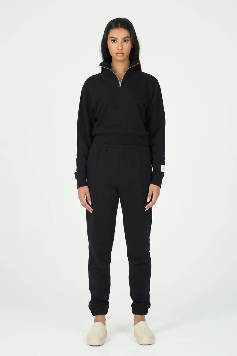 Black Organic Quarter Zip Sweatshirt