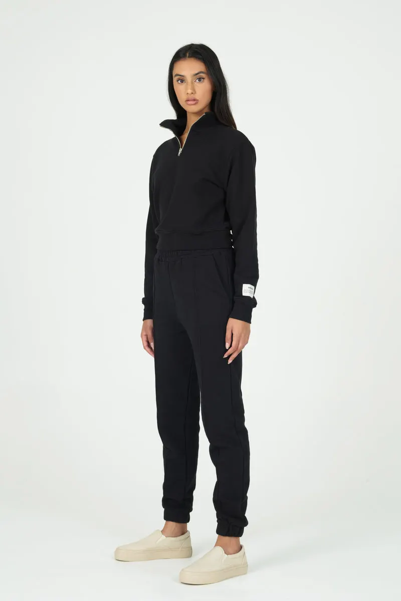 Black Organic Quarter Zip Sweatshirt