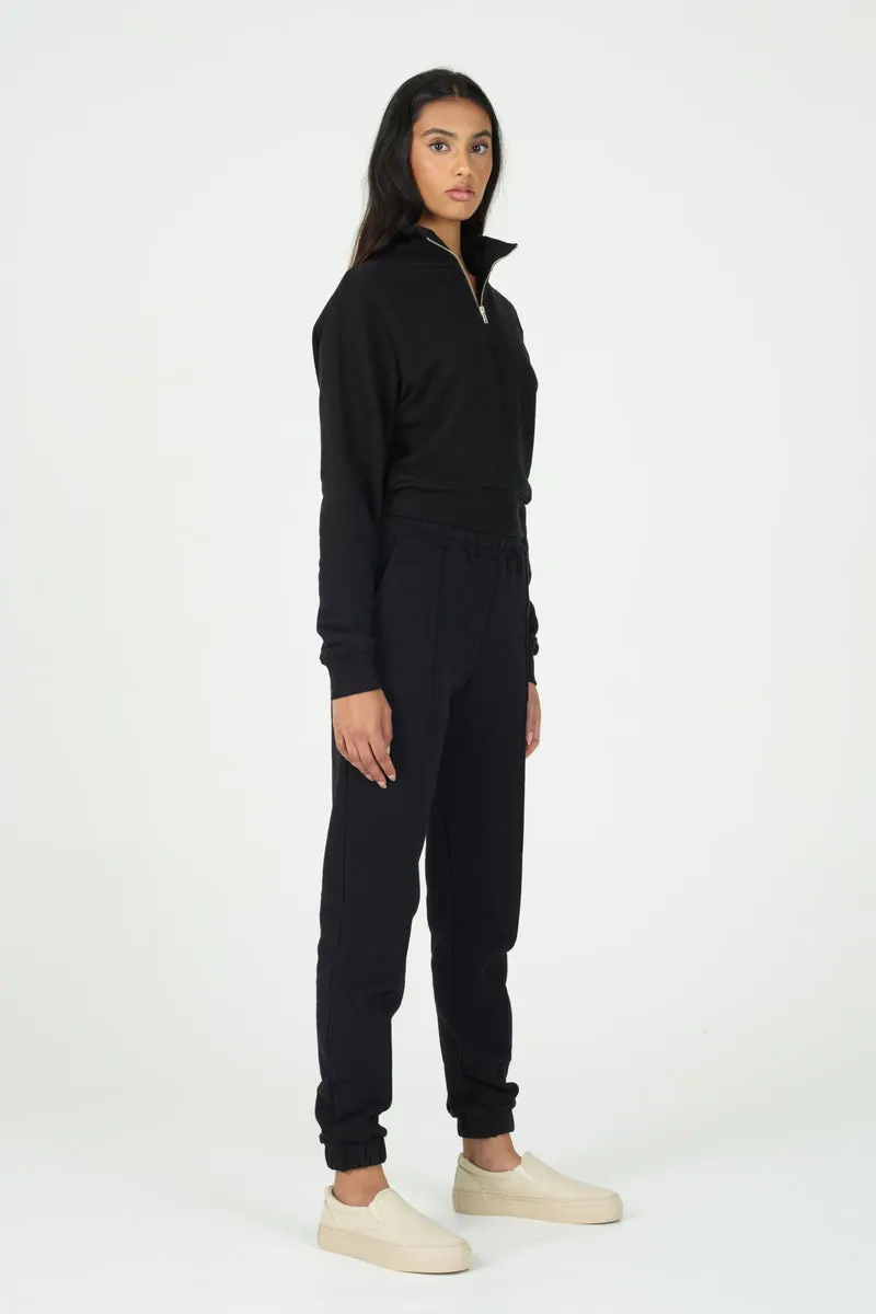 Black Organic Quarter Zip Sweatshirt