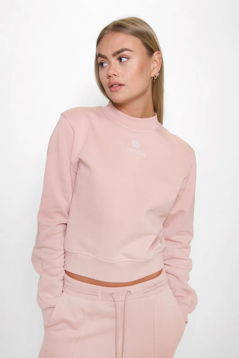 Pastel Rose Relaxed Cropped Sweatshirt