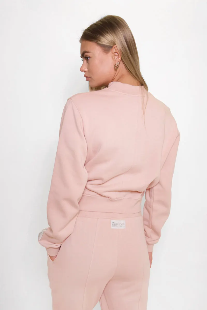 Pastel Rose Relaxed Cropped Sweatshirt