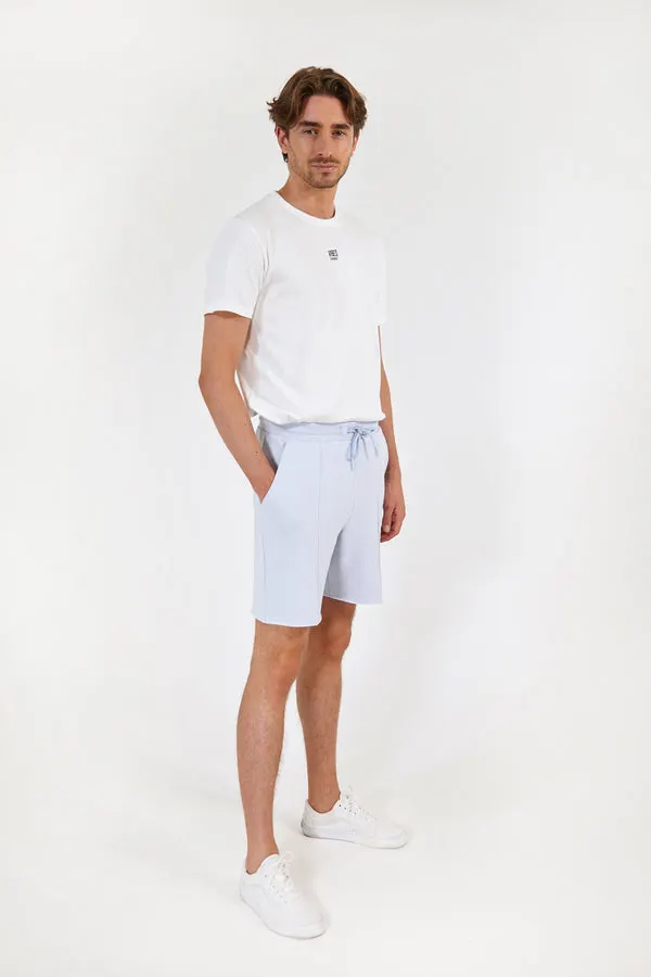 Pastel Blue Raw-Hem Lounge Shorts