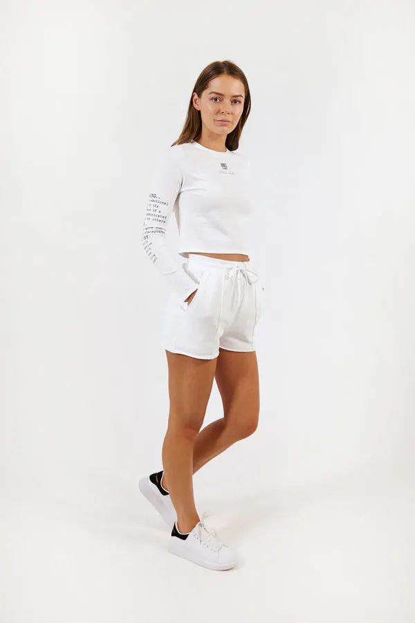 White Raw-Hem Lounge Shorts