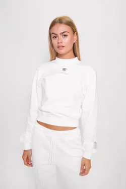 White Relaxed Cropped Sweatshirt