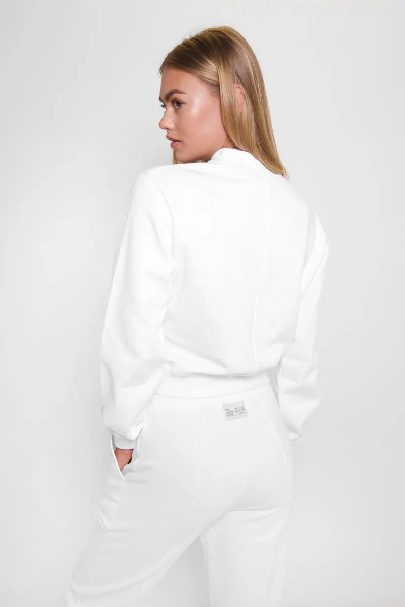 White Relaxed Cropped Sweatshirt