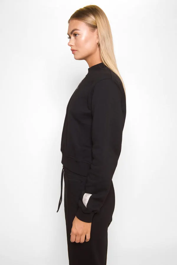 Black Relaxed Cropped Sweatshirt