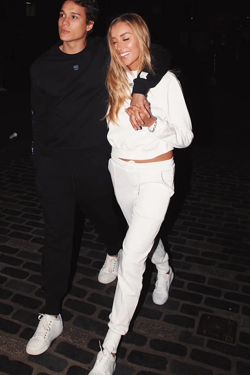 White Relaxed Cropped Sweatshirt