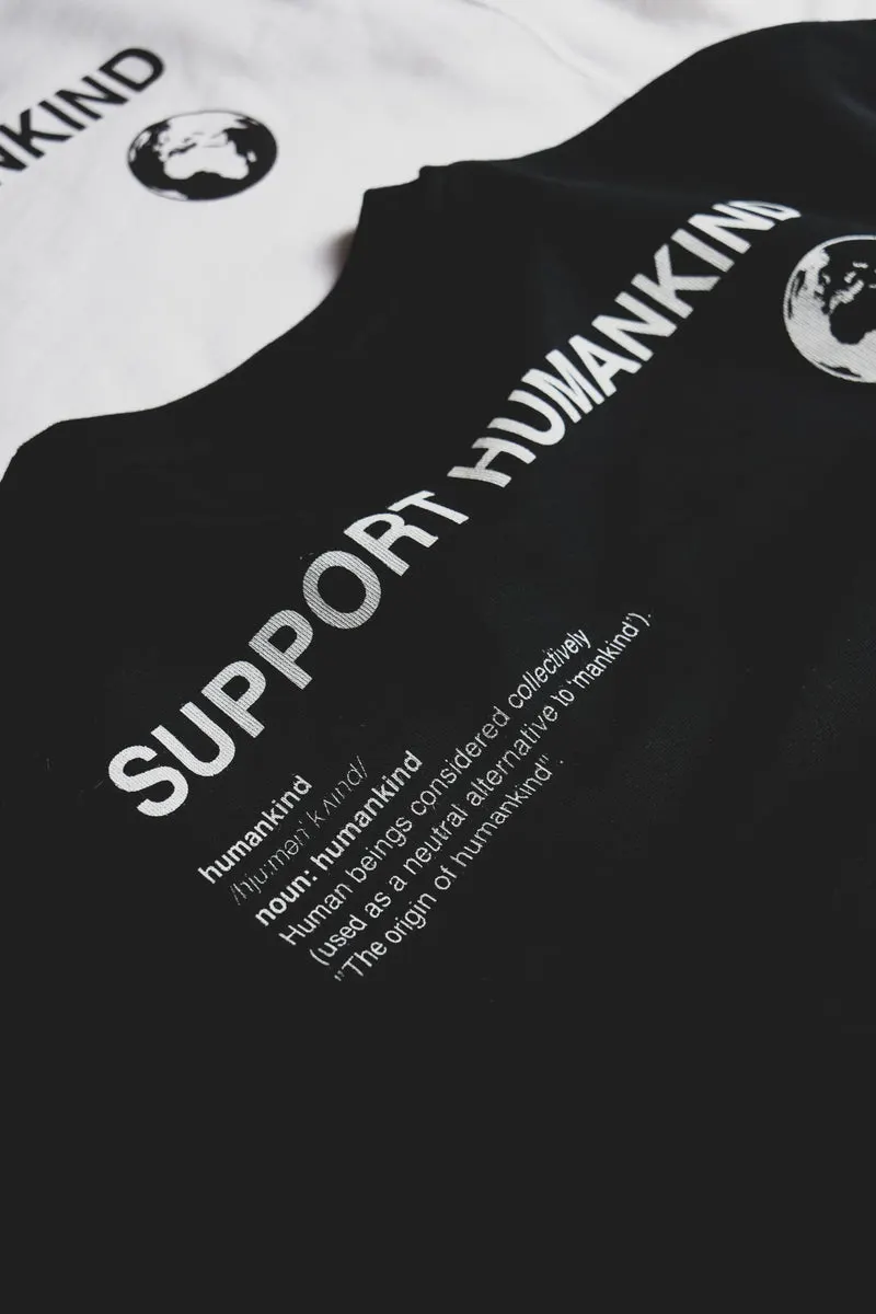 SUPPORT HUMANKIND BLACK SWEATSHIRT