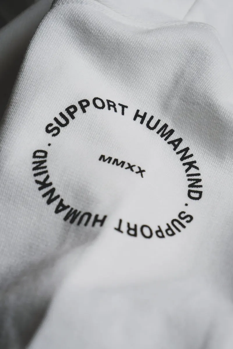 SUPPORT HUMANKIND WHITE HOODIE