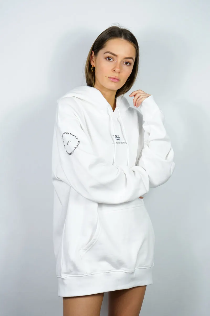 SUPPORT HUMANKIND WHITE HOODIE