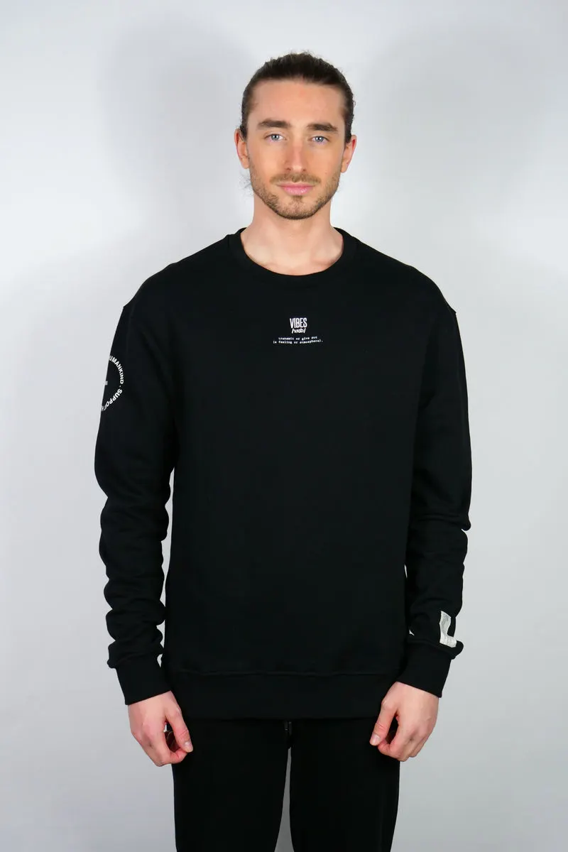 SUPPORT HUMANKIND BLACK SWEATSHIRT