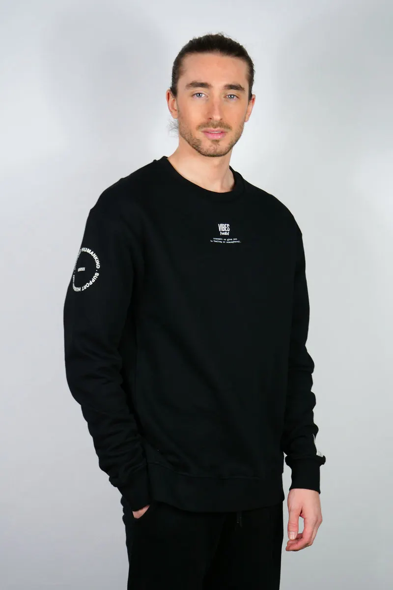 SUPPORT HUMANKIND BLACK SWEATSHIRT