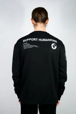 SUPPORT HUMANKIND BLACK SWEATSHIRT