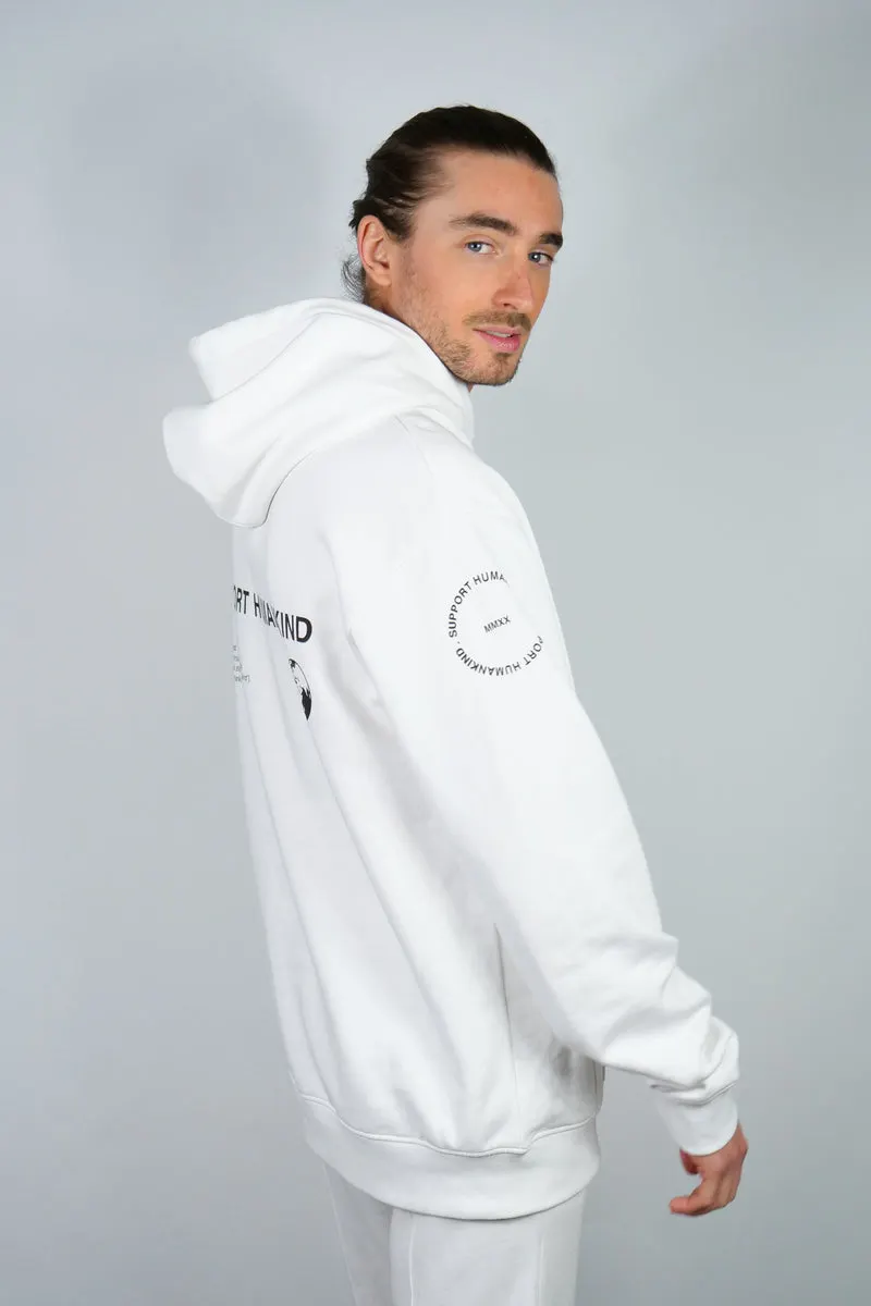 SUPPORT HUMANKIND WHITE HOODIE