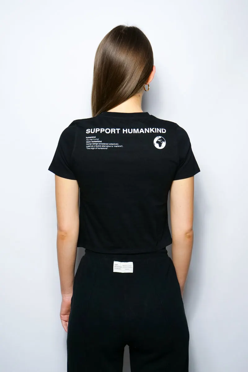 SUPPORT HUMANKIND BLACK FITTED TEE