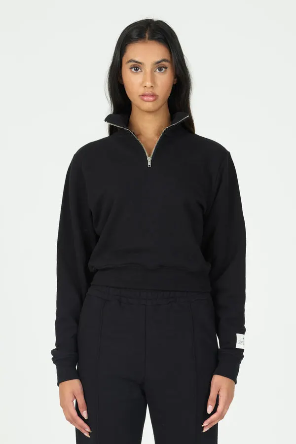 Black Organic Quarter Zip Sweatshirt