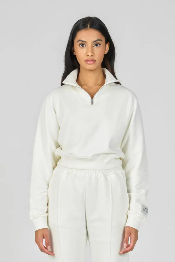 Off-White Organic Quarter Zip Sweatshirt